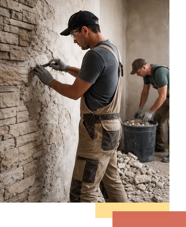 Демонтаж декоративного камня в Липецке профессионально и безопасно