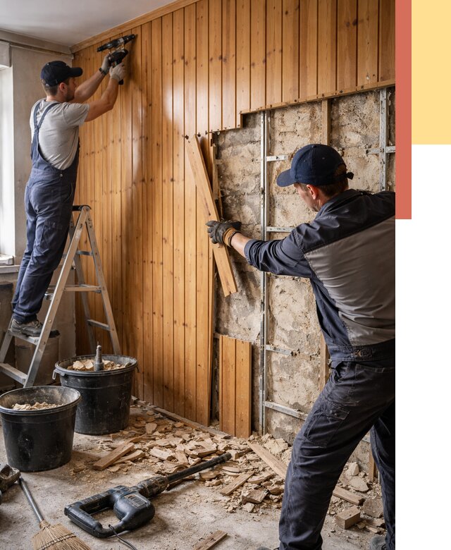 Демонтаж вагонки со стен в Липецке от 1507 руб. — снятие, удаление, срочно | ОТДЕЛОЧНИК-Лпц