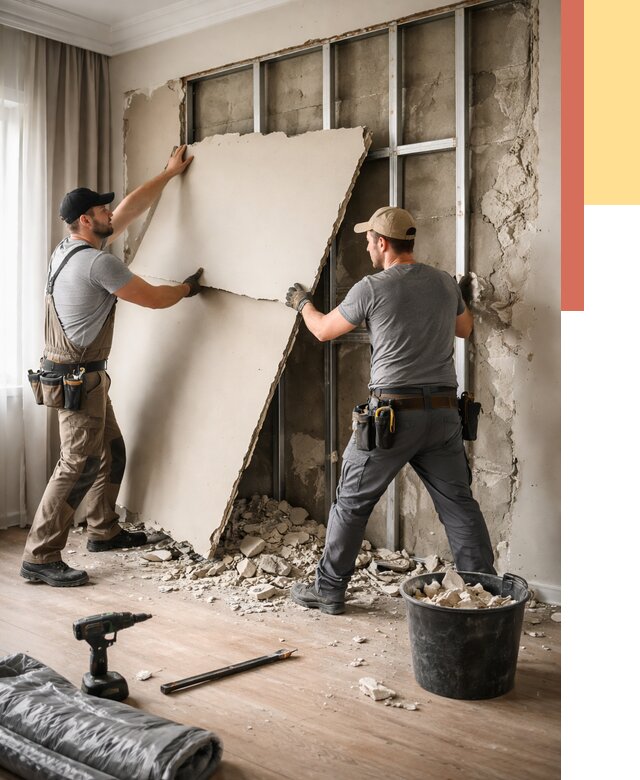 Демонтаж гипсокартона со стен в Липецке от 364 руб. — услуги демонтажа | ОТДЕЛОЧНИК-Лпц