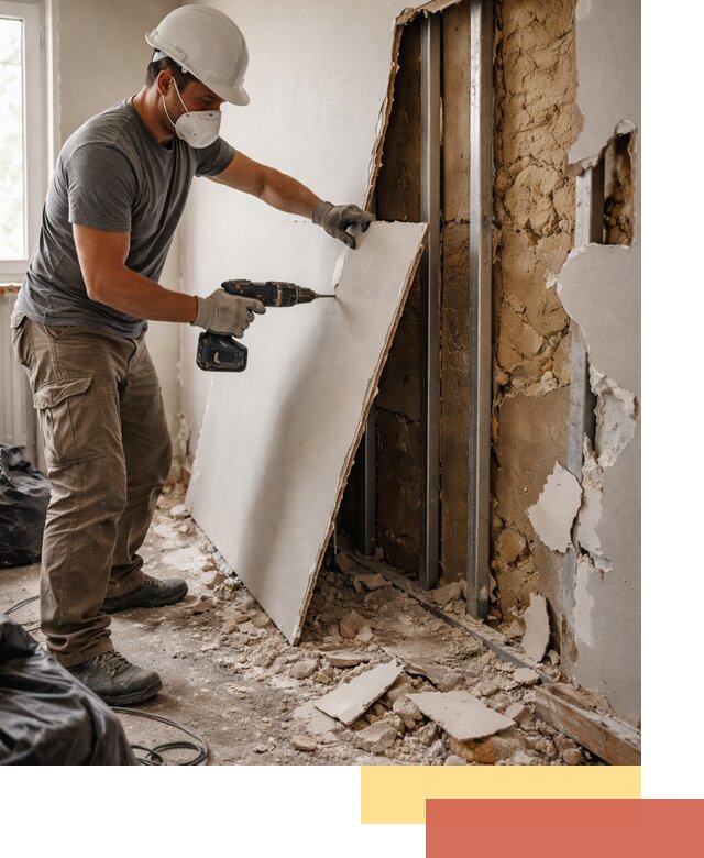 Демонтаж гипсокартона со стен в Липецке качественно и быстро