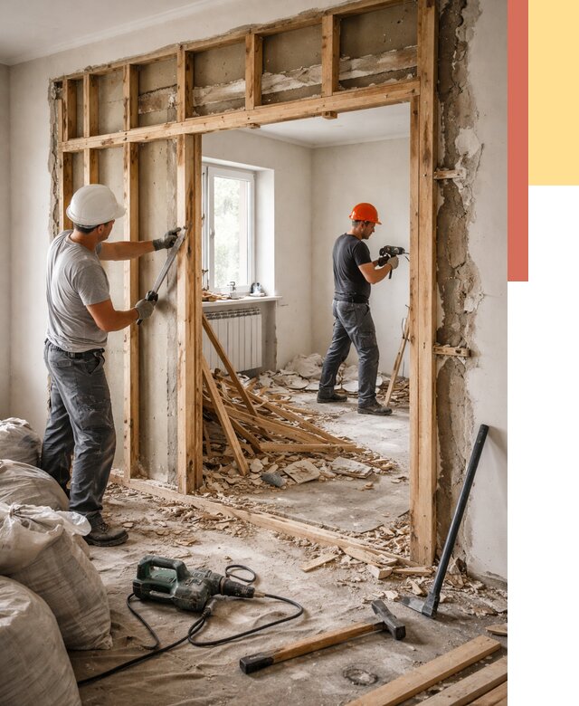 Демонтаж деревянных перегородок в Липецке от 3326 руб. — быстро и недорого | ОТДЕЛОЧНИК-Лпц