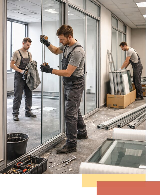 Демонтаж стеклянных перегородок в Липецке быстро и безопасно