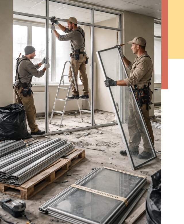 Демонтаж алюминиевых перегородок в Липецке от 4365 руб. — быстро и недорого | ОТДЕЛОЧНИК-Лпц