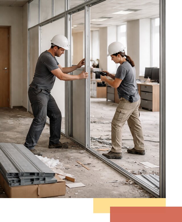 Демонтаж алюминиевых перегородок в Липецке быстро и аккуратно