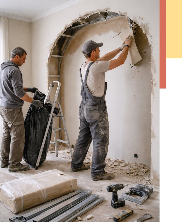 Демонтаж арки из гипсокартона в Липецке от 3638 руб. — услуги под ключ | ОТДЕЛОЧНИК-Лпц