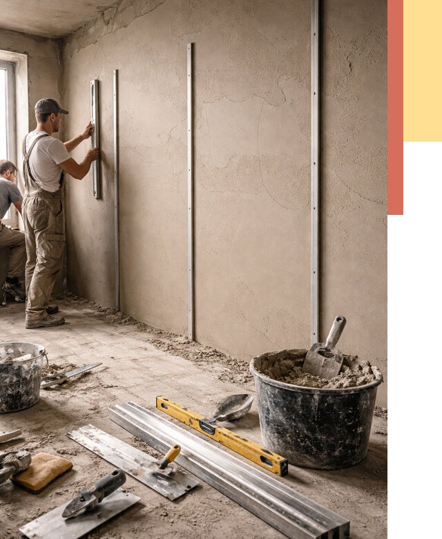 Штукатурка стен по маякам в Липецке от 5717 руб./м² — выравнивание под ключ | ОТДЕЛОЧНИК-Лпц