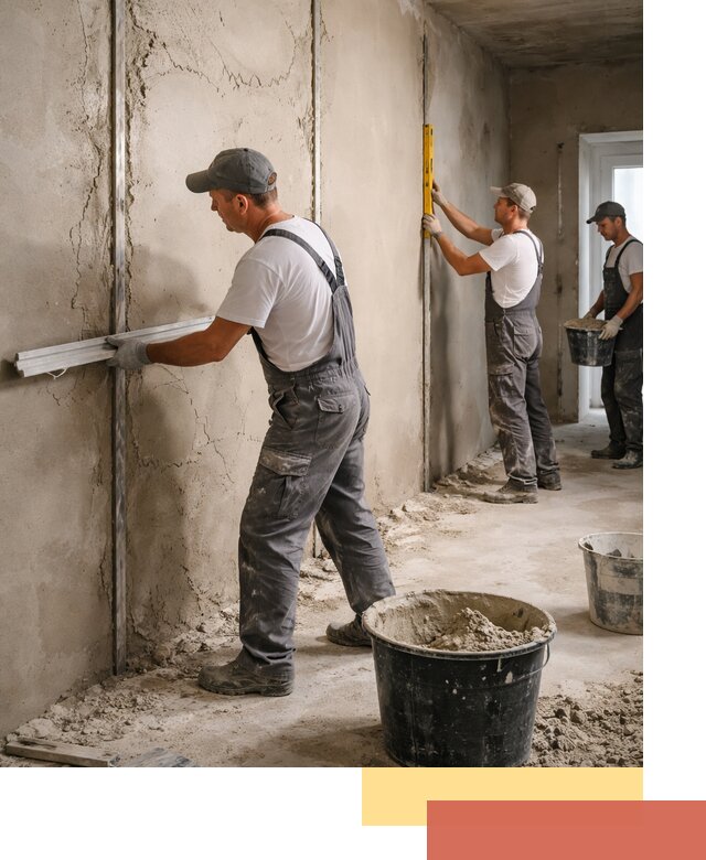 Штукатурка стен по маякам в Липецке — точная и ровная поверхность