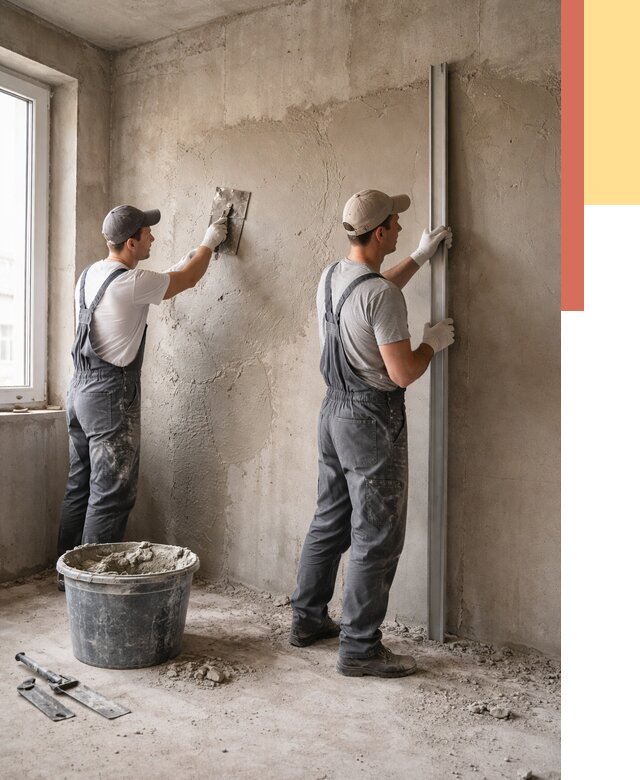 Штукатурка бетонных стен в Липецке от 4677 руб/м² — качественно и быстро | ОТДЕЛОЧНИК-Лпц