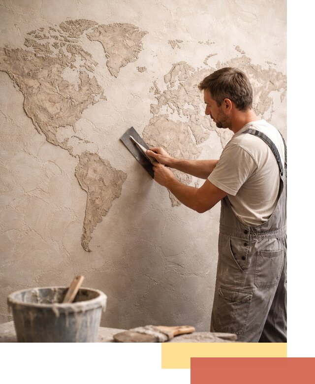 Декоративная штукатурка «Карта мира» под ключ в Липецке