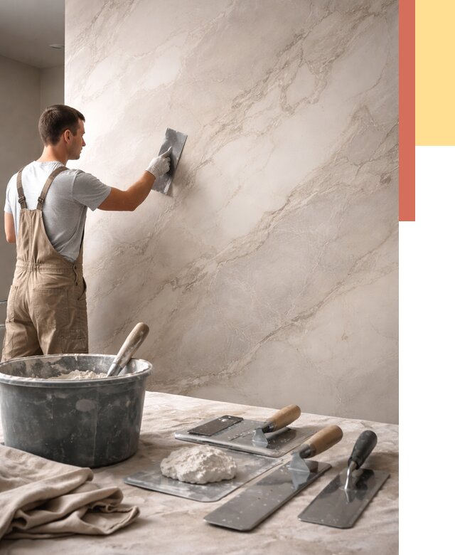 Декоративная штукатурка под мрамор в Липецке от 2910 руб./м² — быстро и недорого | ОТДЕЛОЧНИК-Лпц