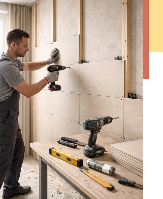 Монтаж МДФ панелей на стены в Липецке от 1299 руб. под ключ | ОТДЕЛОЧНИК-Лпц