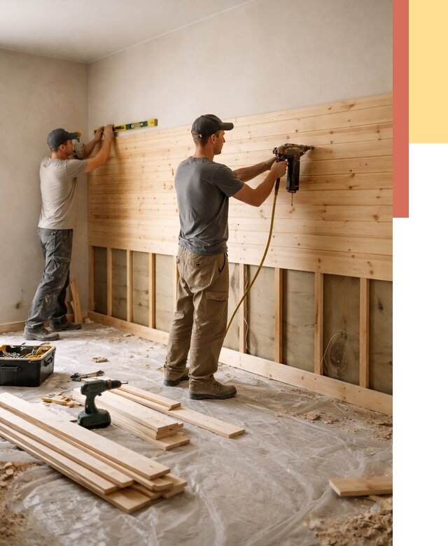 Монтаж деревянной вагонки на стены в Липецке от 7796 руб. | Услуги монтажа вагонки | ОТДЕЛОЧНИК-Лпц