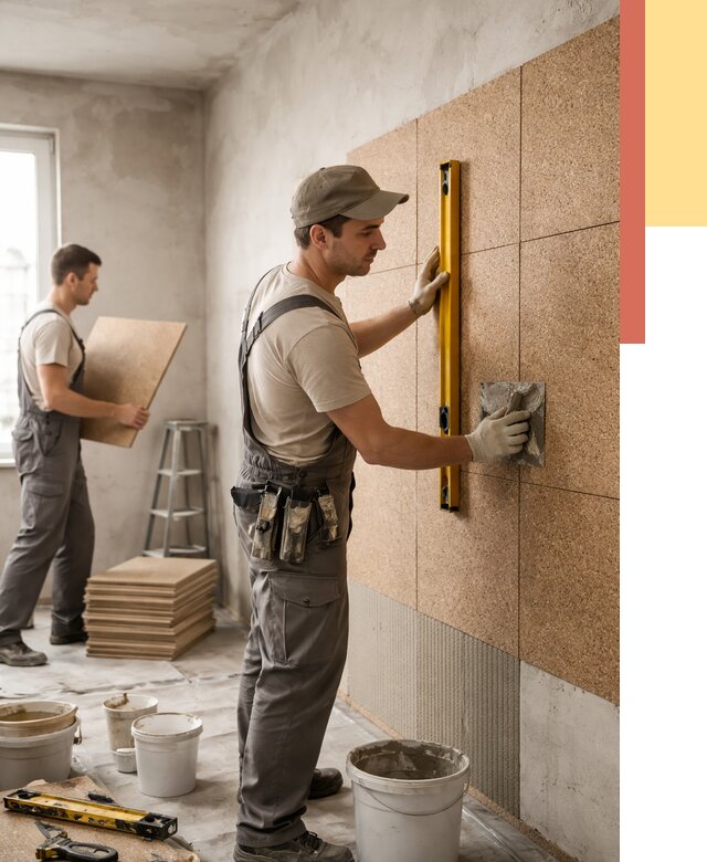 Монтаж пробковых панелей на стены в Липецке от 3638 руб. — ОТДЕЛОЧНИК-Лпц