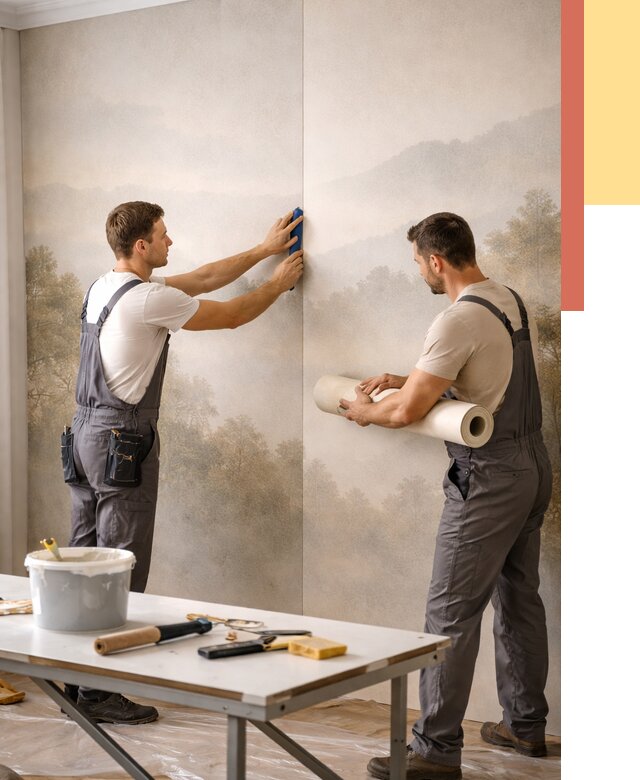 Поклейка фотообоев в Липецке от 8835 руб/м² — быстро и недорого | ОТДЕЛОЧНИК-Лпц