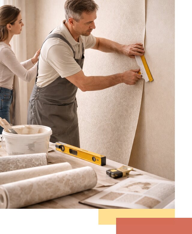 Поклейка обоев с подбором рисунка в Липецке