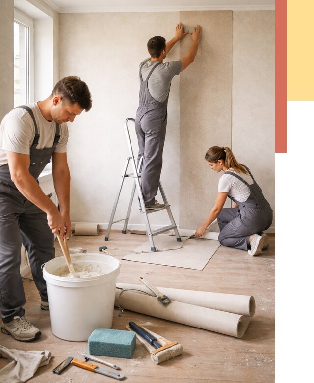 Оклейка стен обоями в Липецке от 3638 руб/м2 — быстро и недорого | ОТДЕЛОЧНИК-Лпц