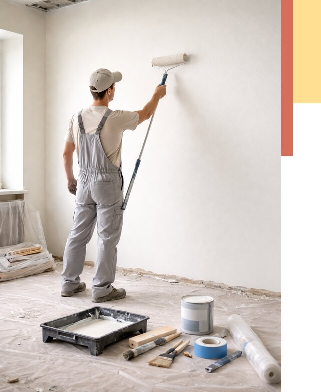 Покраска стен водоэмульсионной краской в Липецке от 468 руб. за м² | ОТДЕЛОЧНИК-Лпц