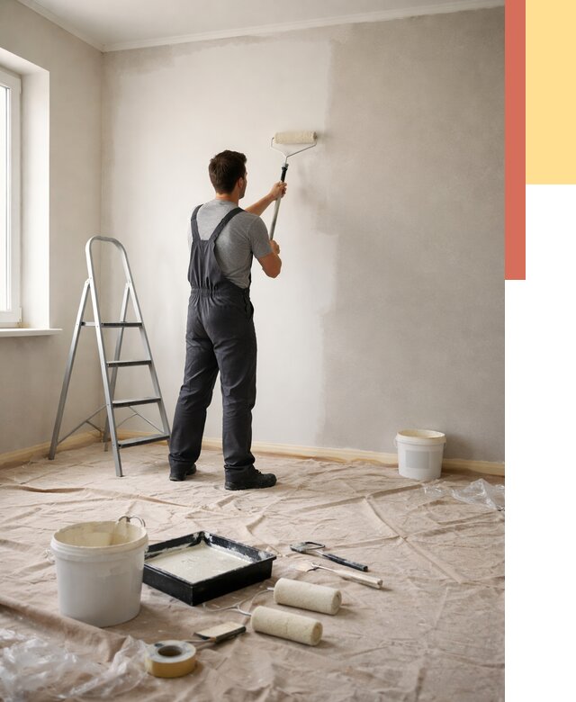 Покраска стен моющейся краской в Липецке от 364 руб./м² — быстро и недорого | ОТДЕЛОЧНИК-Лпц