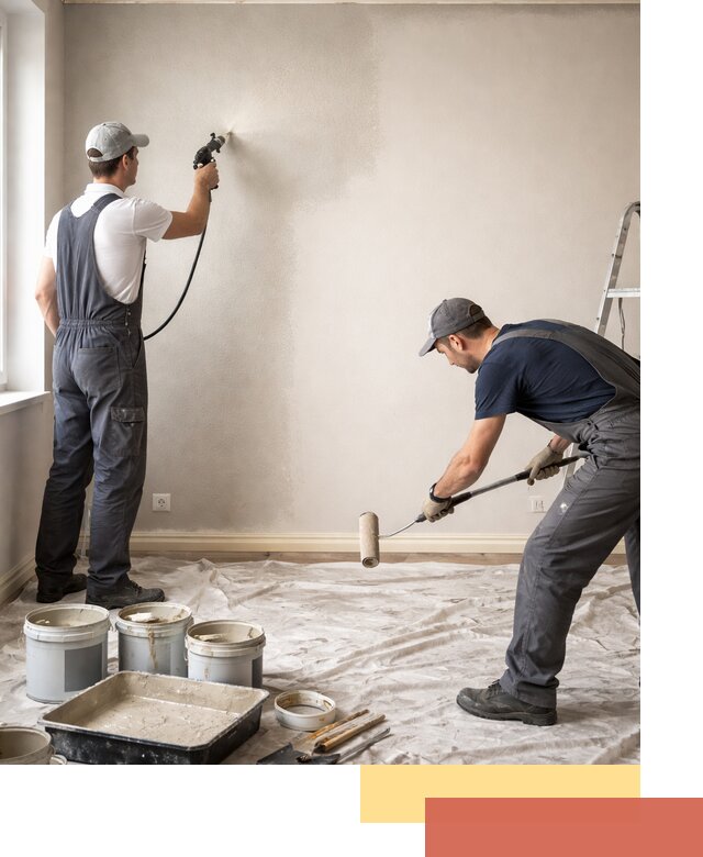 Покраска стен моющейся краской и защита поверхностей в Липецке