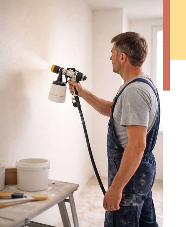 Покраска стен краскопультом в Липецке от 7796 руб. — механизированная покраска | ОТДЕЛОЧНИК-Лпц