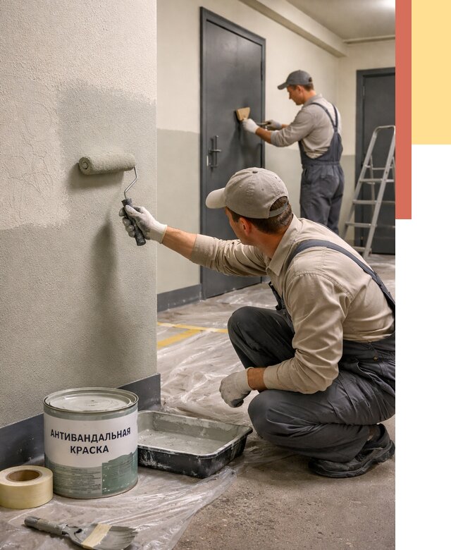 Покраска стен антивандальной краской в Липецке от 4677 руб./м² под ключ | ОТДЕЛОЧНИК-Лпц