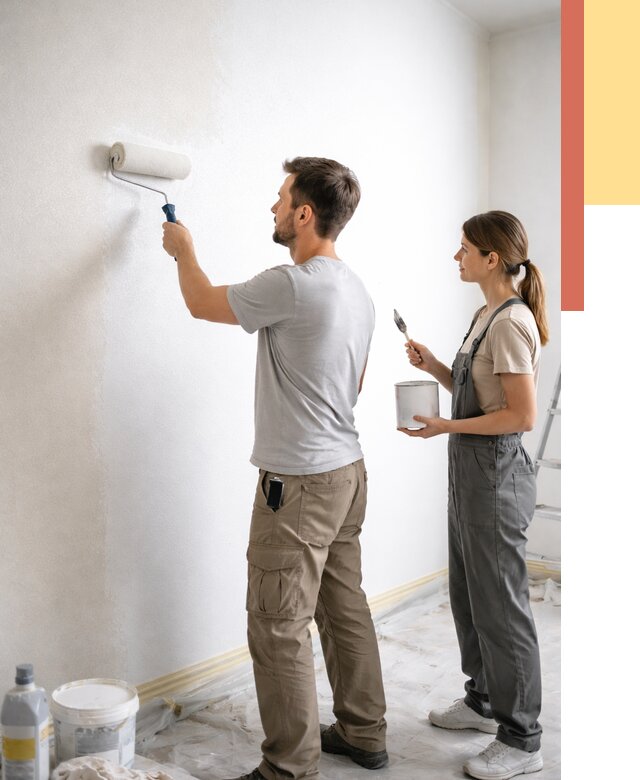 Окраска стен по стеклохолсту в Липецке от 4677 руб/м² под ключ | ОТДЕЛОЧНИК-Лпц