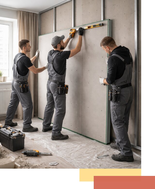 Шумоизоляция стен панелями ЗИПС в Липецке для жилых и коммерческих помещений