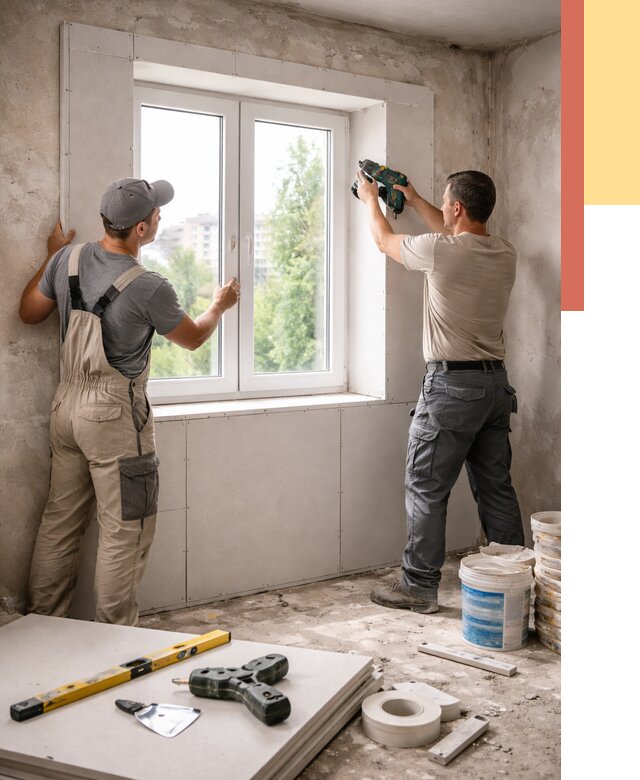 Монтаж откосов из гипсокартона в Липецке от 4677 руб. под ключ | ОТДЕЛОЧНИК-Лпц