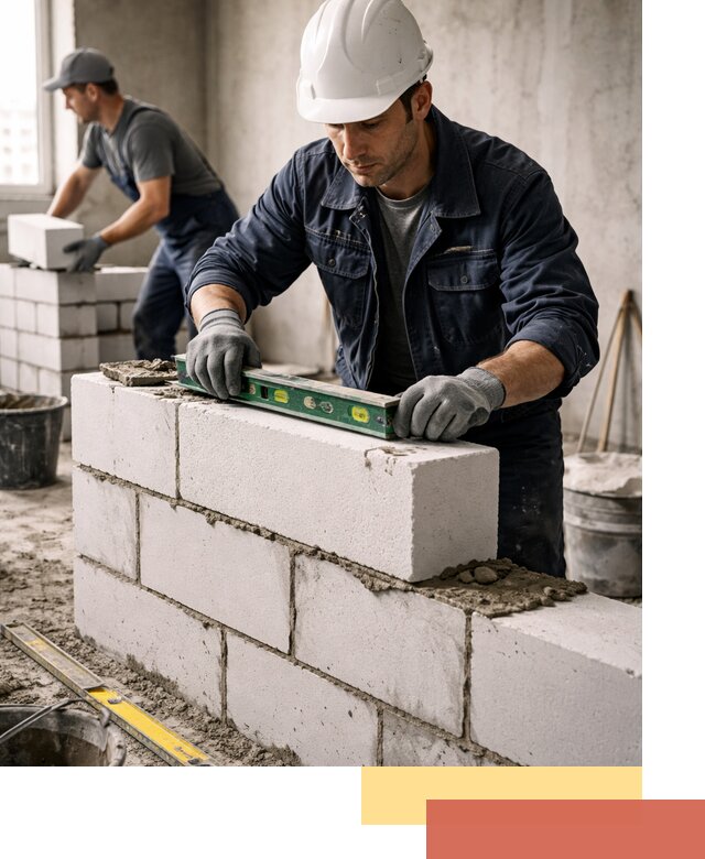 Кладка перегородок из пеноблока под ключ в Липецке