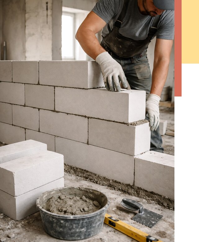 Кладка перегородок из силикатного блока в Липецке от 4158 руб. под ключ | ОТДЕЛОЧНИК-Лпц