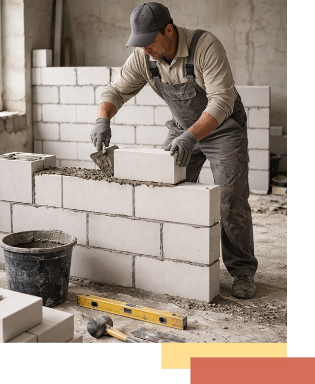 Кладка перегородок из силикатного блока в Липецке