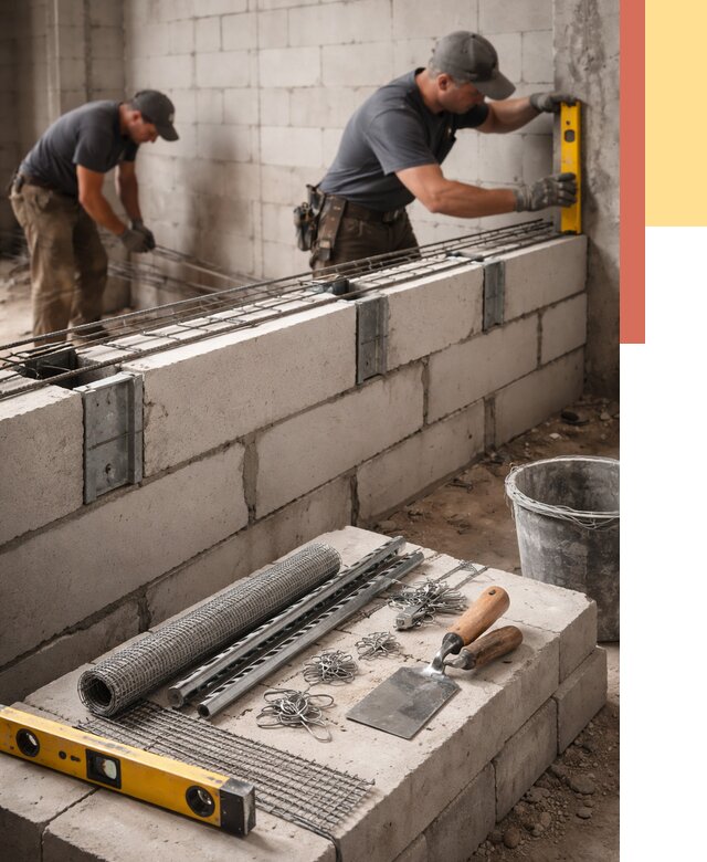Армирование кладки перегородок в Липецке от 780 руб. под ключ | ОТДЕЛОЧНИК-Лпц