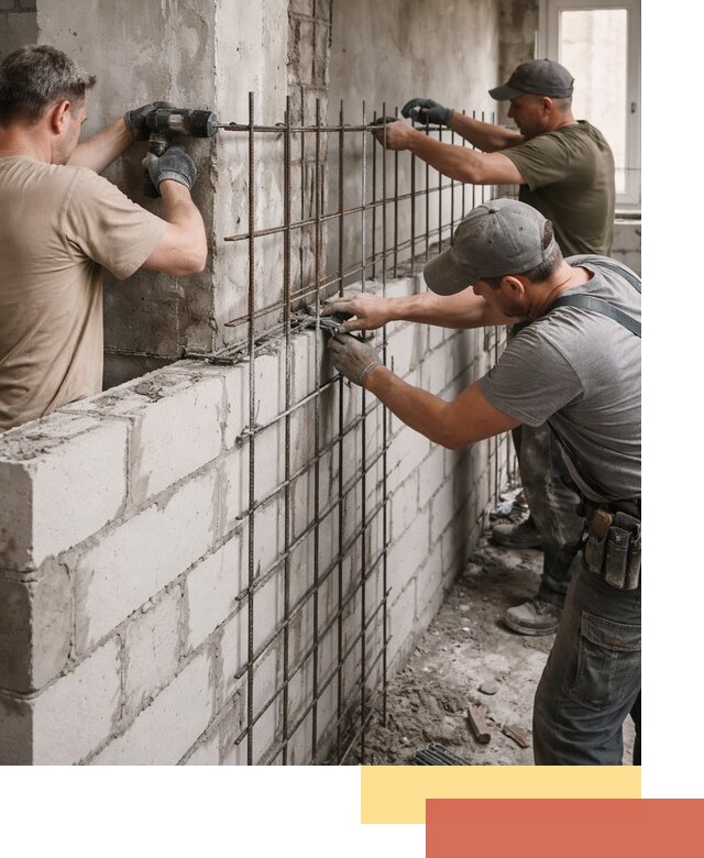 Армирование кладки перегородок в Липецке профессионально и надёжно