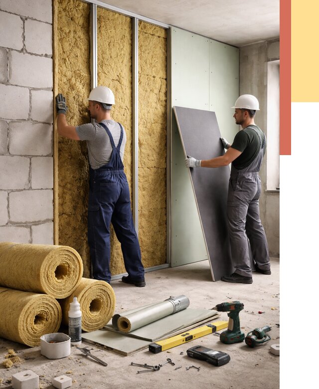 Шумоизоляция перегородок из блоков в Липецке от 1923 руб./м² — быстро и недорого | ОТДЕЛОЧНИК-Лпц