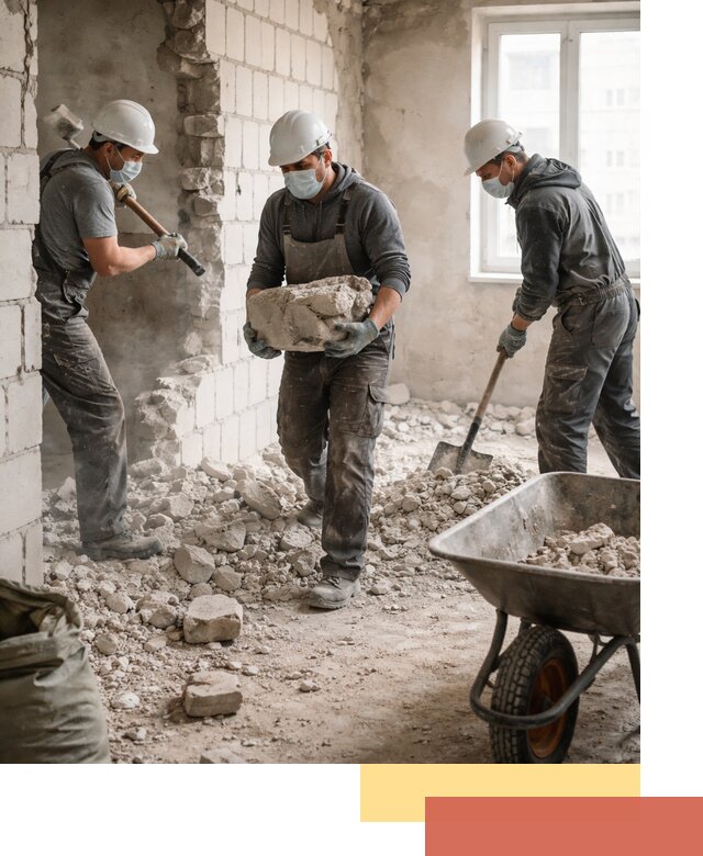 Демонтаж блочных перегородок в Липецке быстро и аккуратно