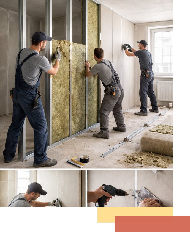 Перегородка из гипсокартона с шумоизоляцией в Липецке — монтаж под ключ