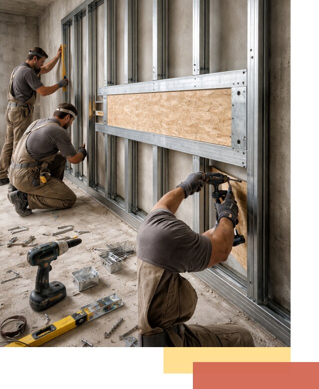 Усиленная перегородка для крепления тяжёлых конструкций в Липецке