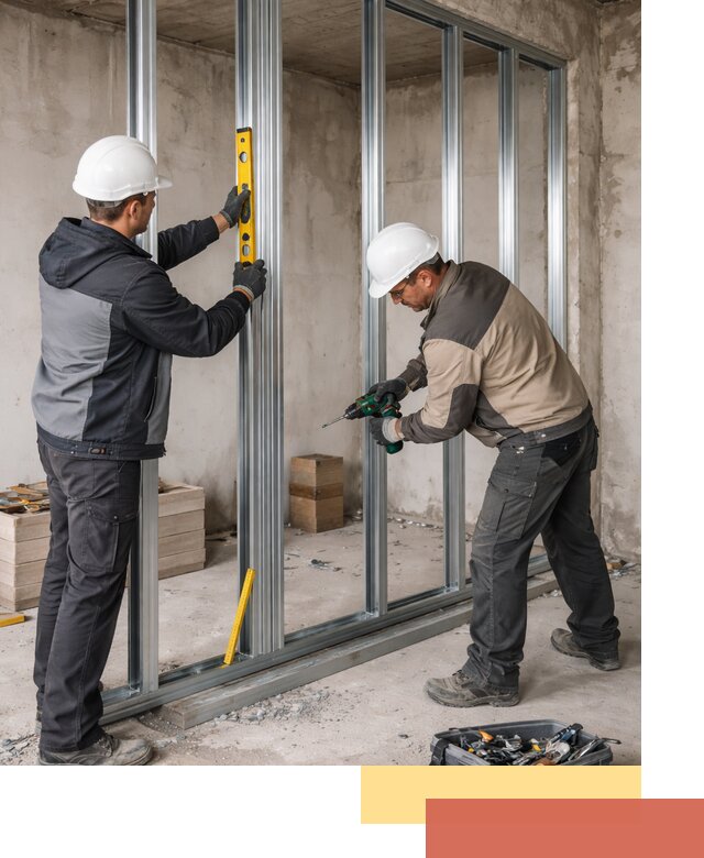 Монтаж каркаса перегородки из профиля в Липецке