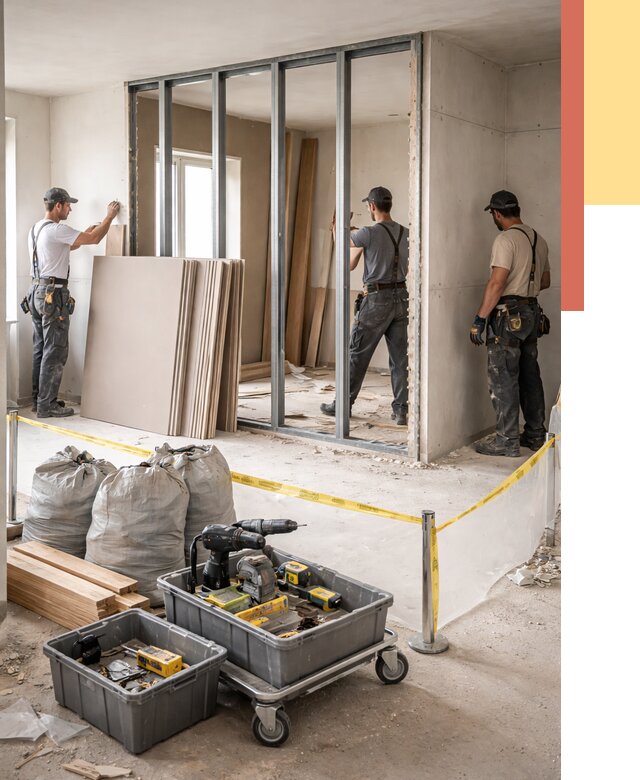 Перенос гипсокартонной перегородки в Липецке под ключ от 4677 руб. | Демонтаж и монтаж – ОТДЕЛОЧНИК-Лпц