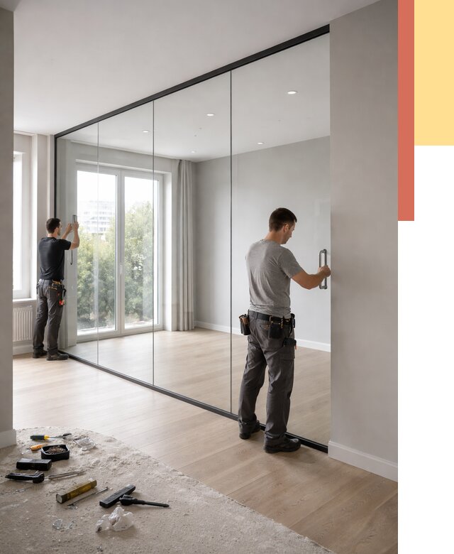 Изготовление стеклянных перегородок в Липецке от 12837 руб. под ключ | ОТДЕЛОЧНИК-Лпц