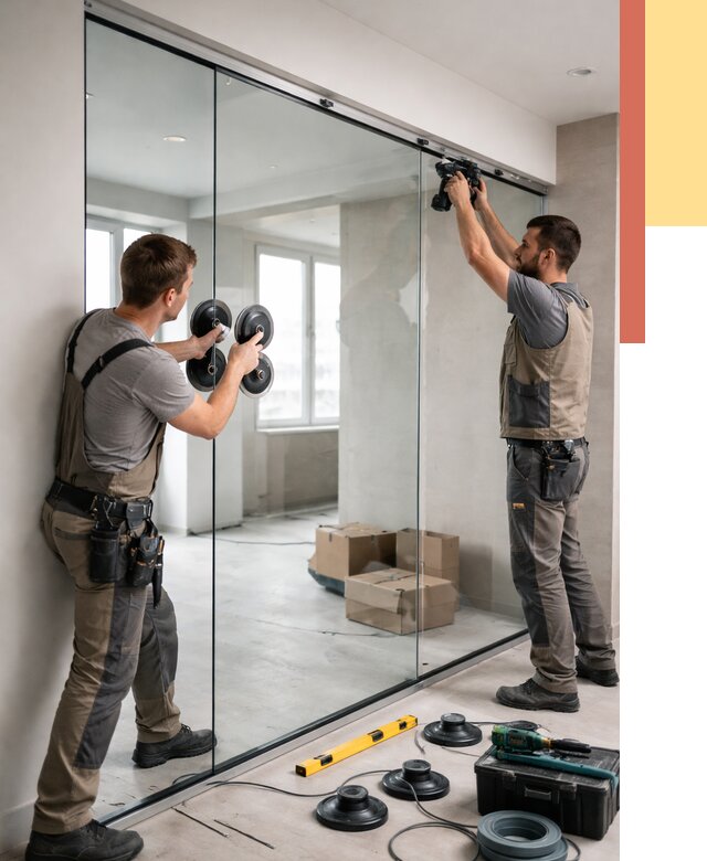 Монтаж стеклянных перегородок в Липецке от 6756 руб. | ОТДЕЛОЧНИК-Лпц