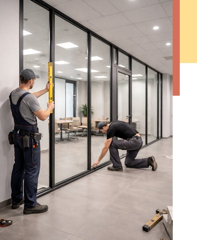 Каркасные стеклянные перегородки в Липецке под ключ от 9562 руб. | ОТДЕЛОЧНИК-Лпц