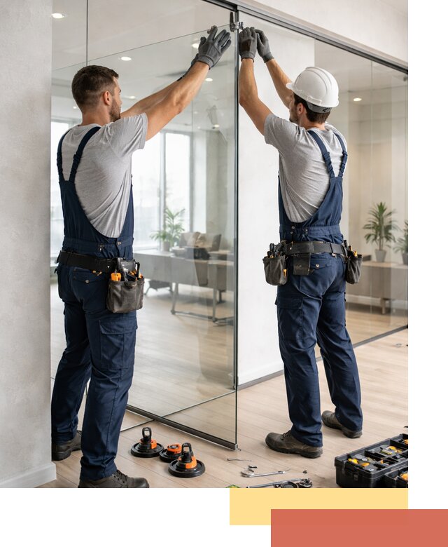 Безрамные стеклянные перегородки под ключ в Липецке