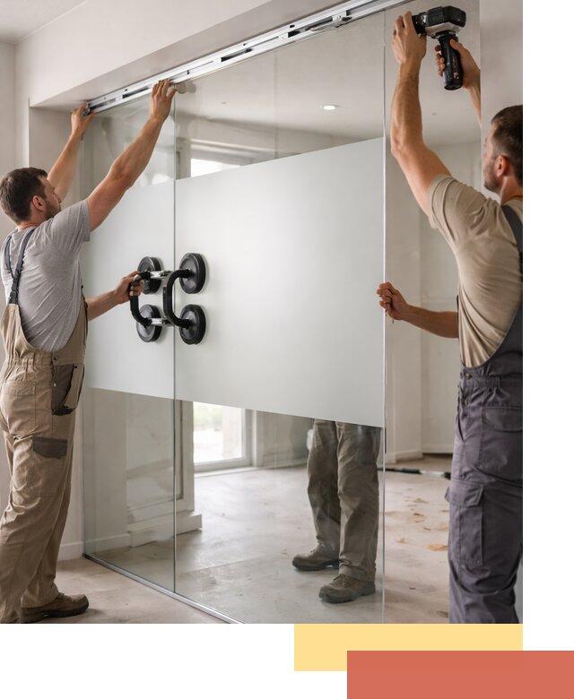 Матовые стеклянные перегородки под ключ в Липецке