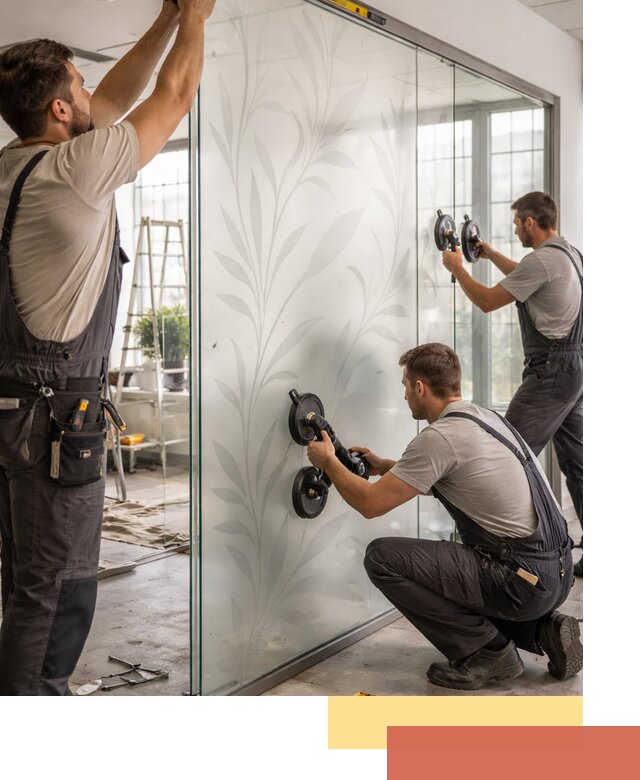 Стеклянные перегородки с рисунком на заказ в Липецке