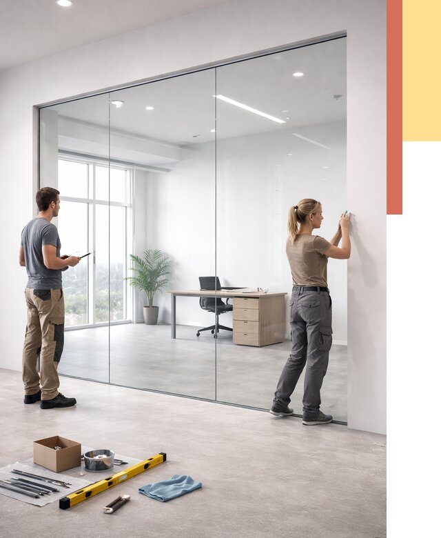 Перегородки из закаленного стекла в Липецке от 9874 руб. под ключ | ОТДЕЛОЧНИК-Лпц