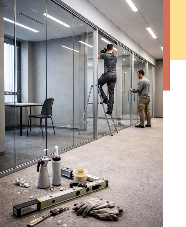 Стеклянные офисные перегородки в Липецке от 8835 руб. — монтаж и установка | ОТДЕЛОЧНИК-Лпц