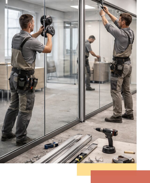 Стеклянные офисные перегородки под ключ в Липецке