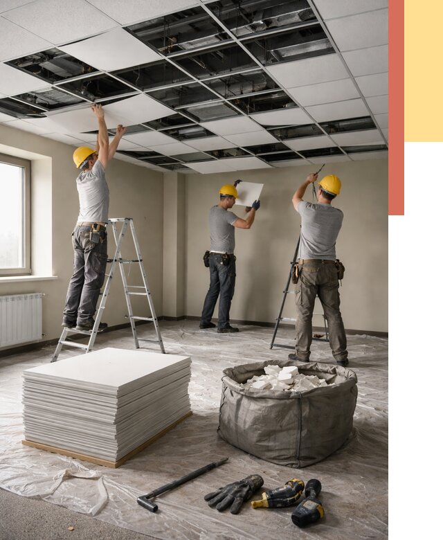 Демонтаж потолка Армстронг в Липецке от 4677 руб. быстро и недорого | ОТДЕЛОЧНИК-Лпц