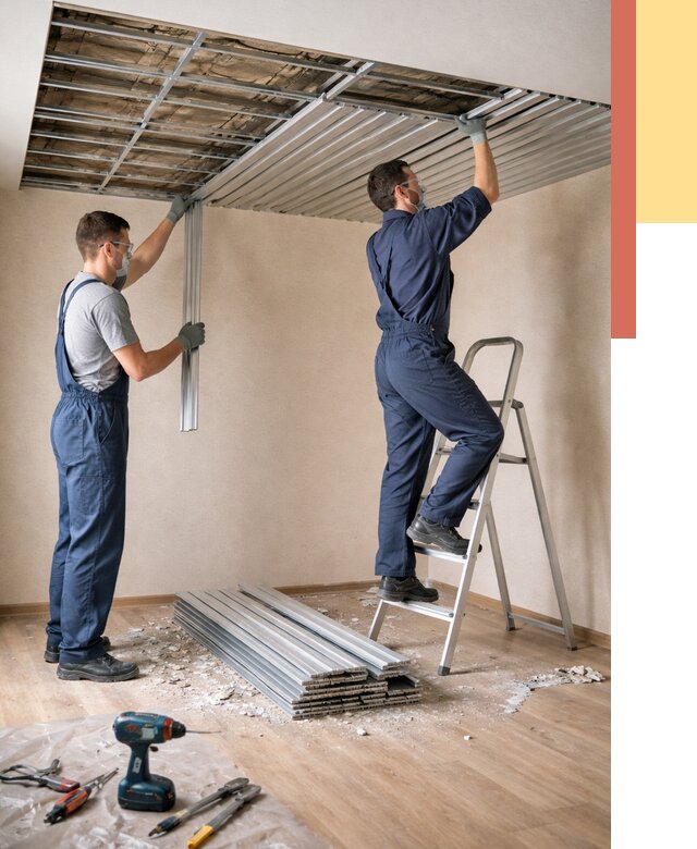 Демонтаж реечного потолка в Липецке от 4677 руб. быстро и недорого | ОТДЕЛОЧНИК-Лпц